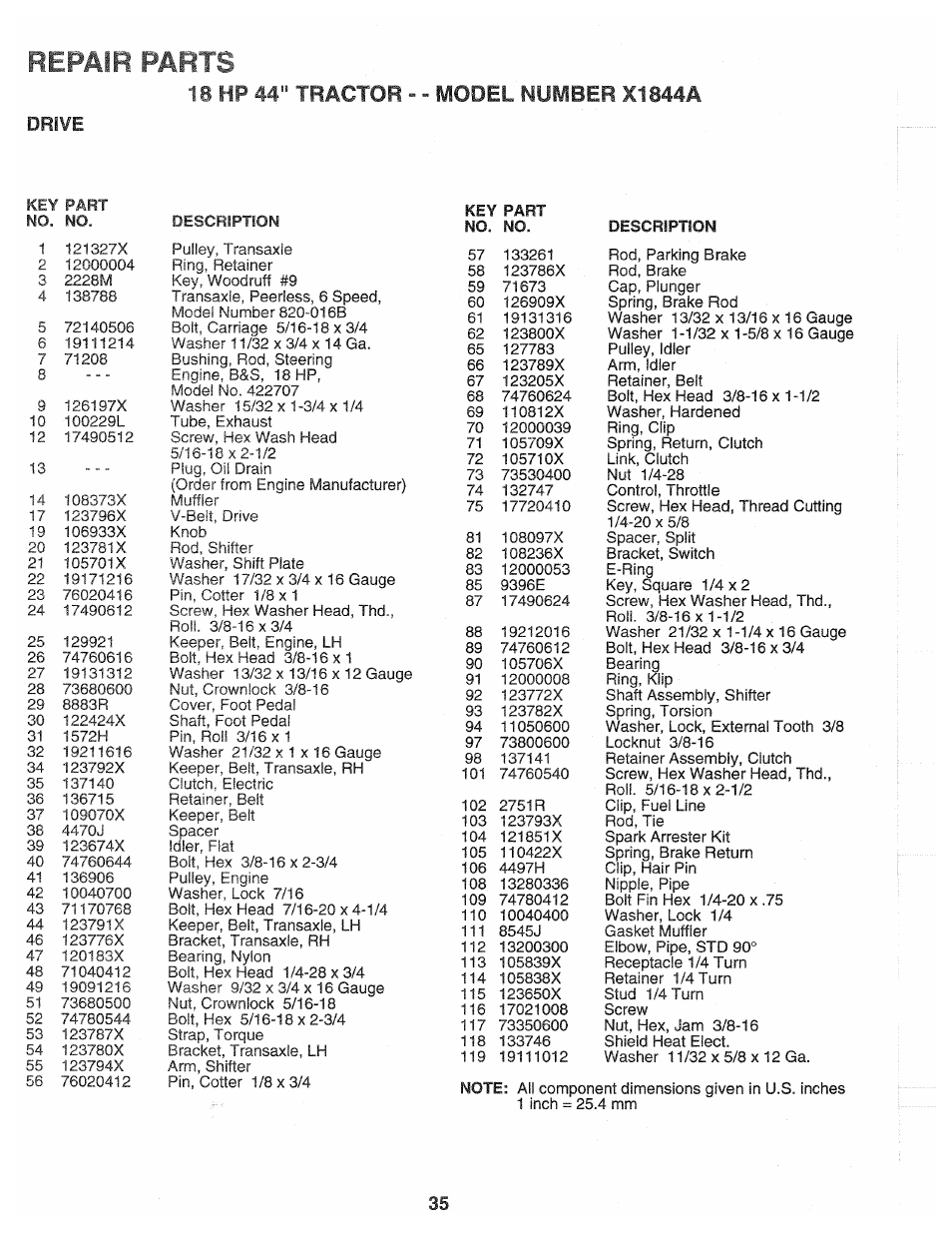 Repair parts | Poulan 139700 User Manual | Page 35 / 48