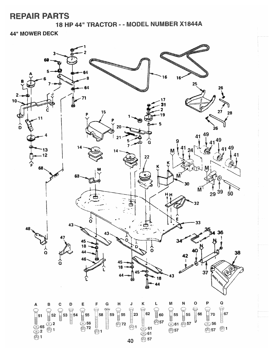 Repair parts | Poulan 139700 User Manual | Page 40 / 48