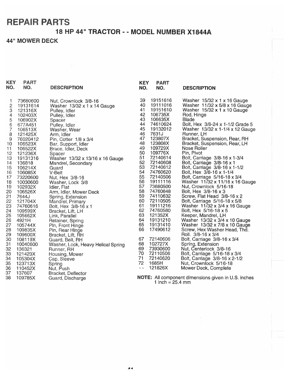 Repair parts | Poulan 139700 User Manual | Page 41 / 48