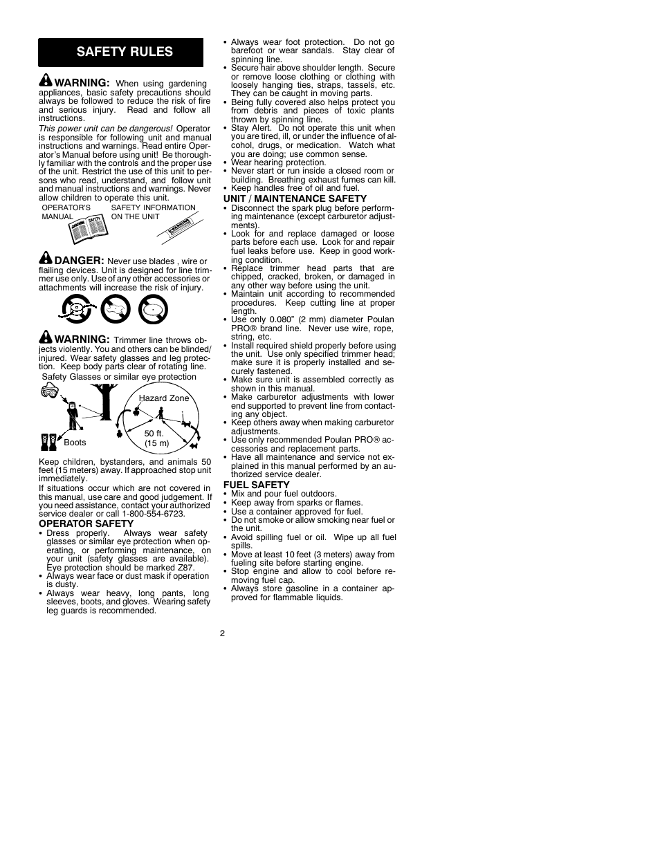 Safety rules | Poulan 530088914 User Manual | Page 2 / 8