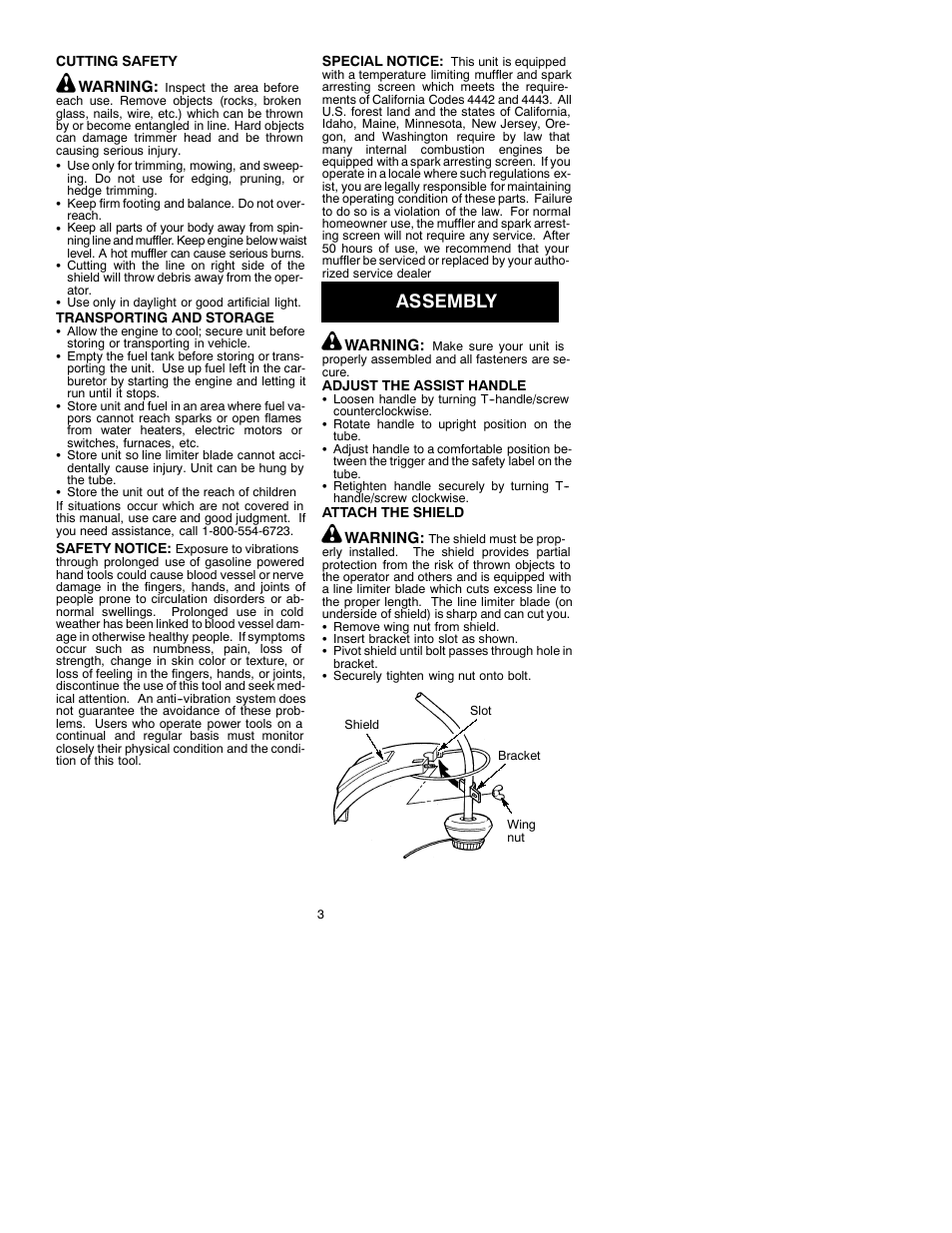 Assembly | Poulan 530088914 User Manual | Page 3 / 8