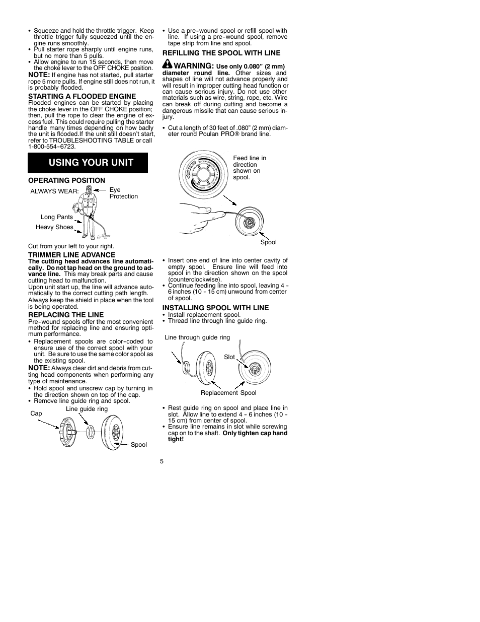 Using your unit | Poulan 530088914 User Manual | Page 5 / 8