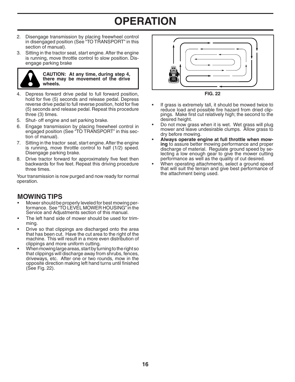 Operation, Mowing tips | Poulan 406255 User Manual | Page 16 / 32