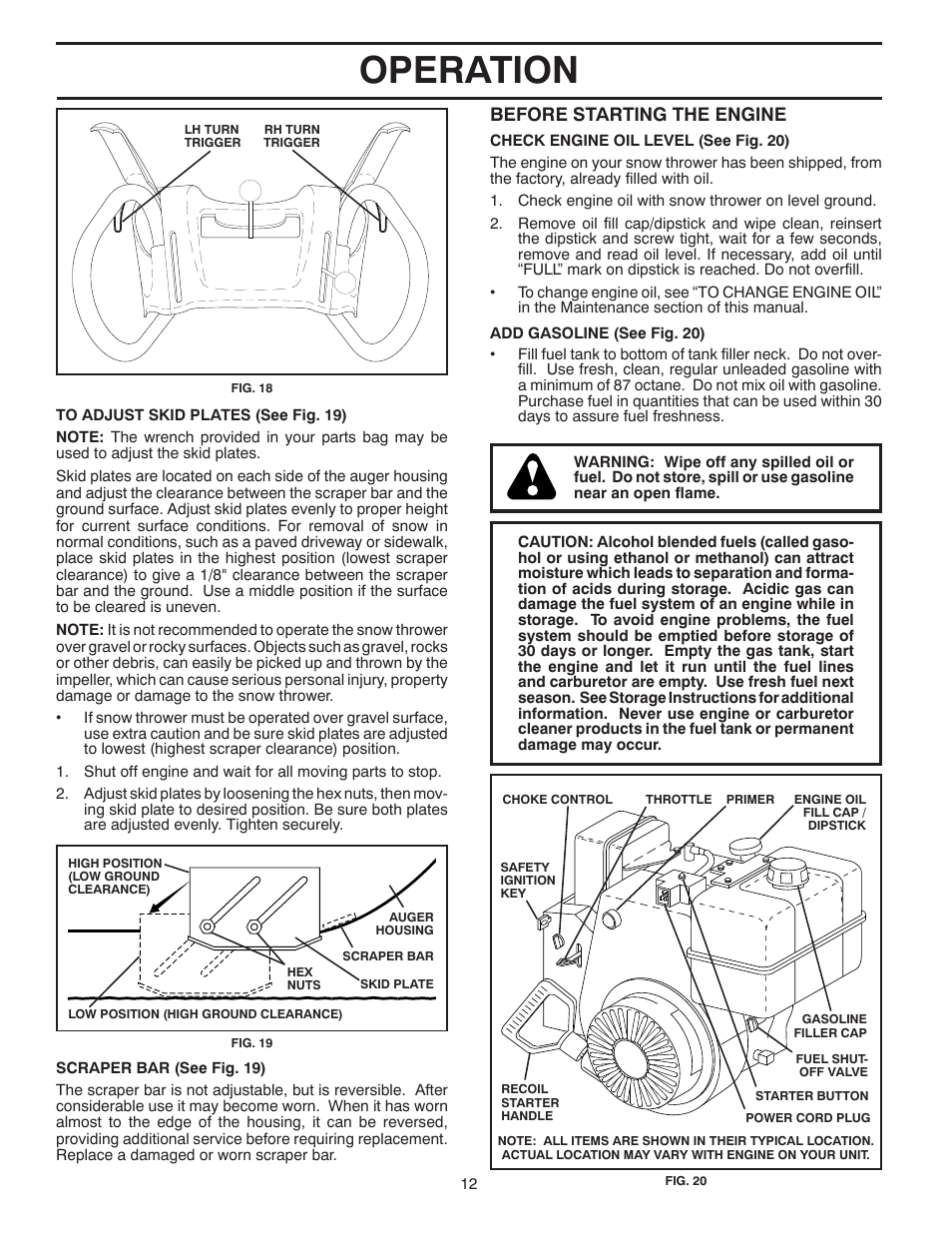 Operation, Before starting the engine | Poulan 422077 User Manual | Page 12 / 40