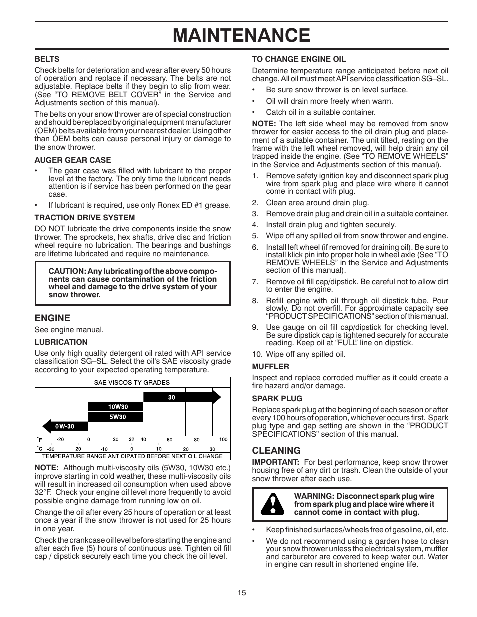Maintenance | Poulan 422077 User Manual | Page 15 / 40