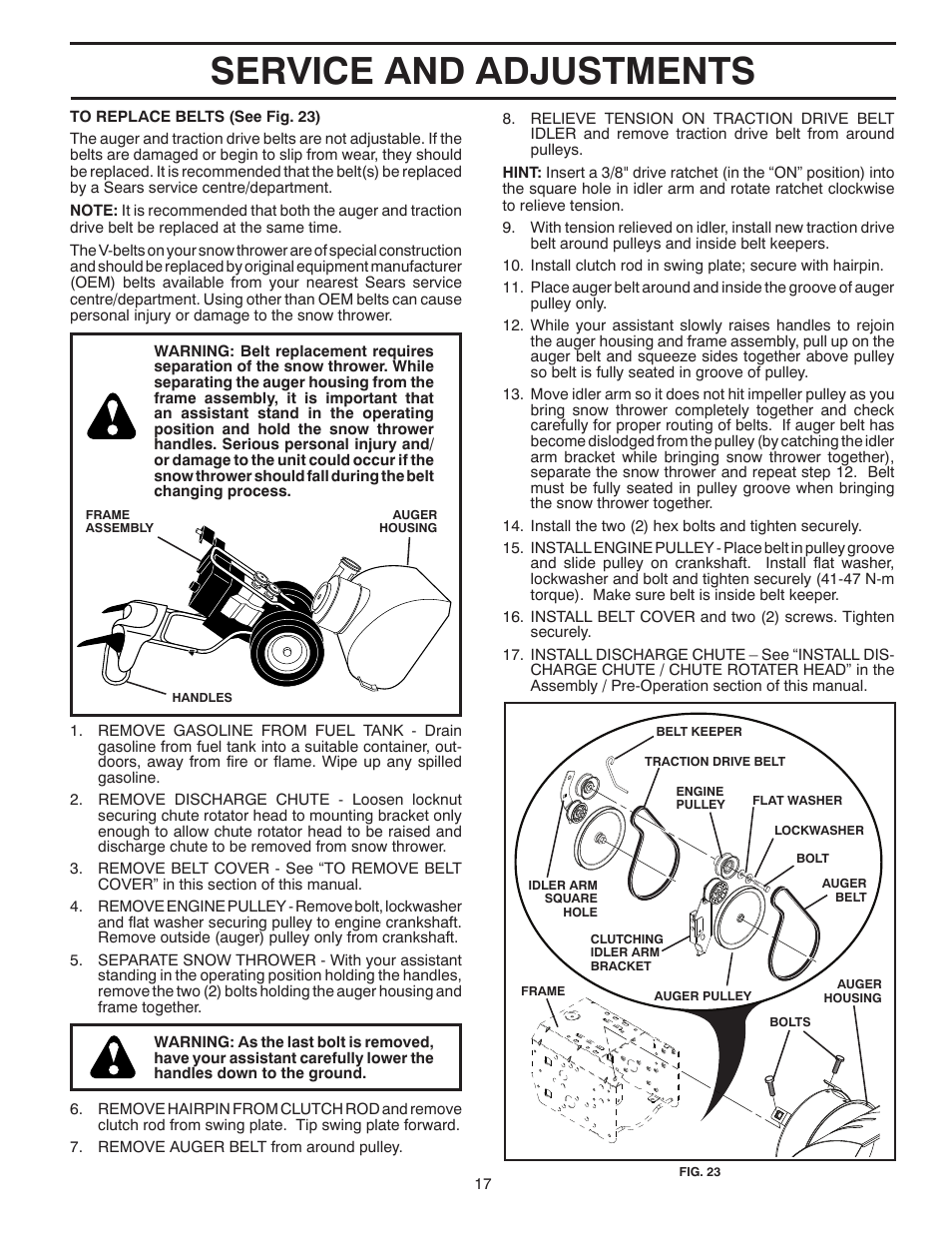 Service and adjustments | Poulan 422077 User Manual | Page 17 / 40