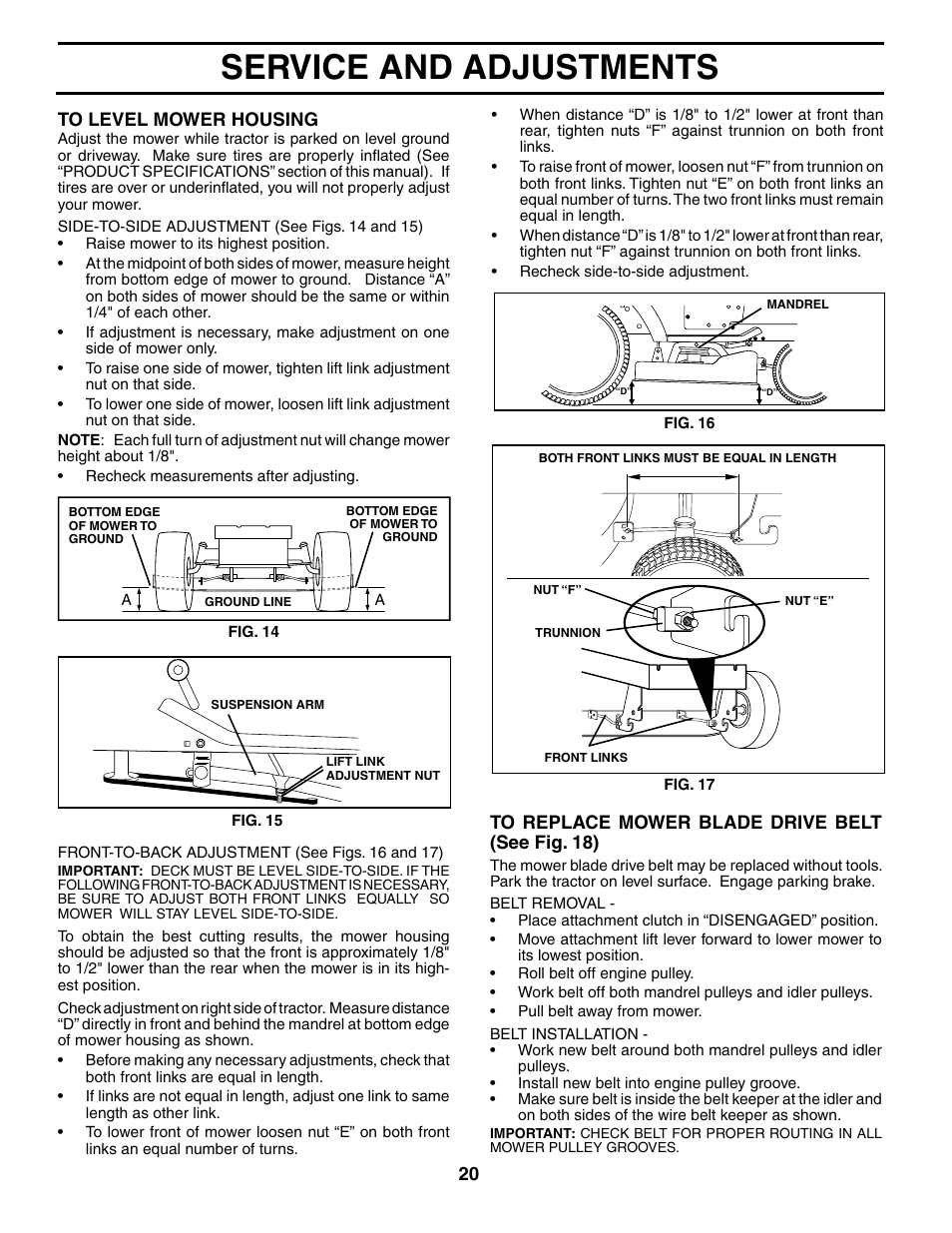 Service and adjustments | Poulan 197053 User Manual | Page 20 / 30