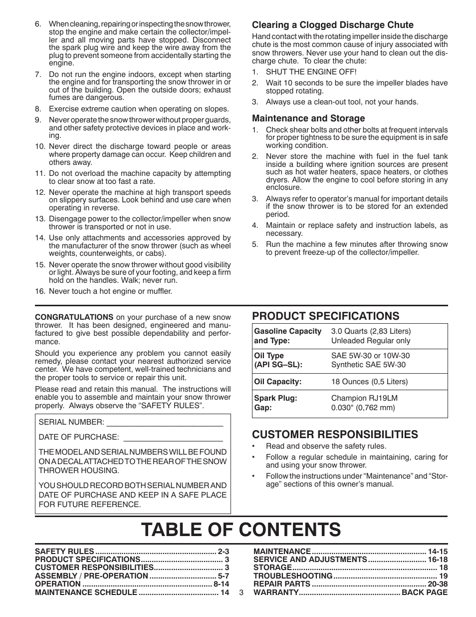 Poulan 961940007 User Manual | Page 3 / 40