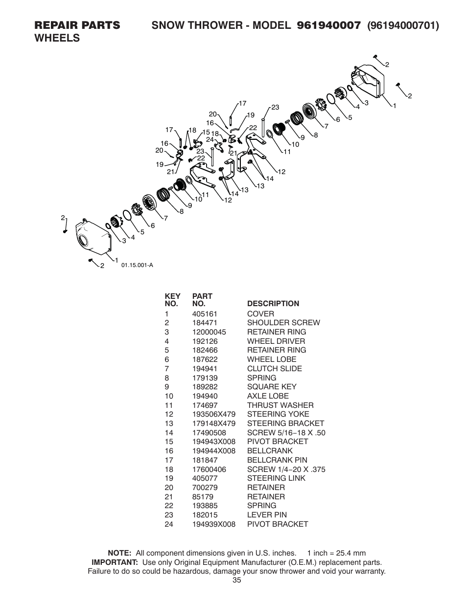 Poulan 961940007 User Manual | Page 35 / 40