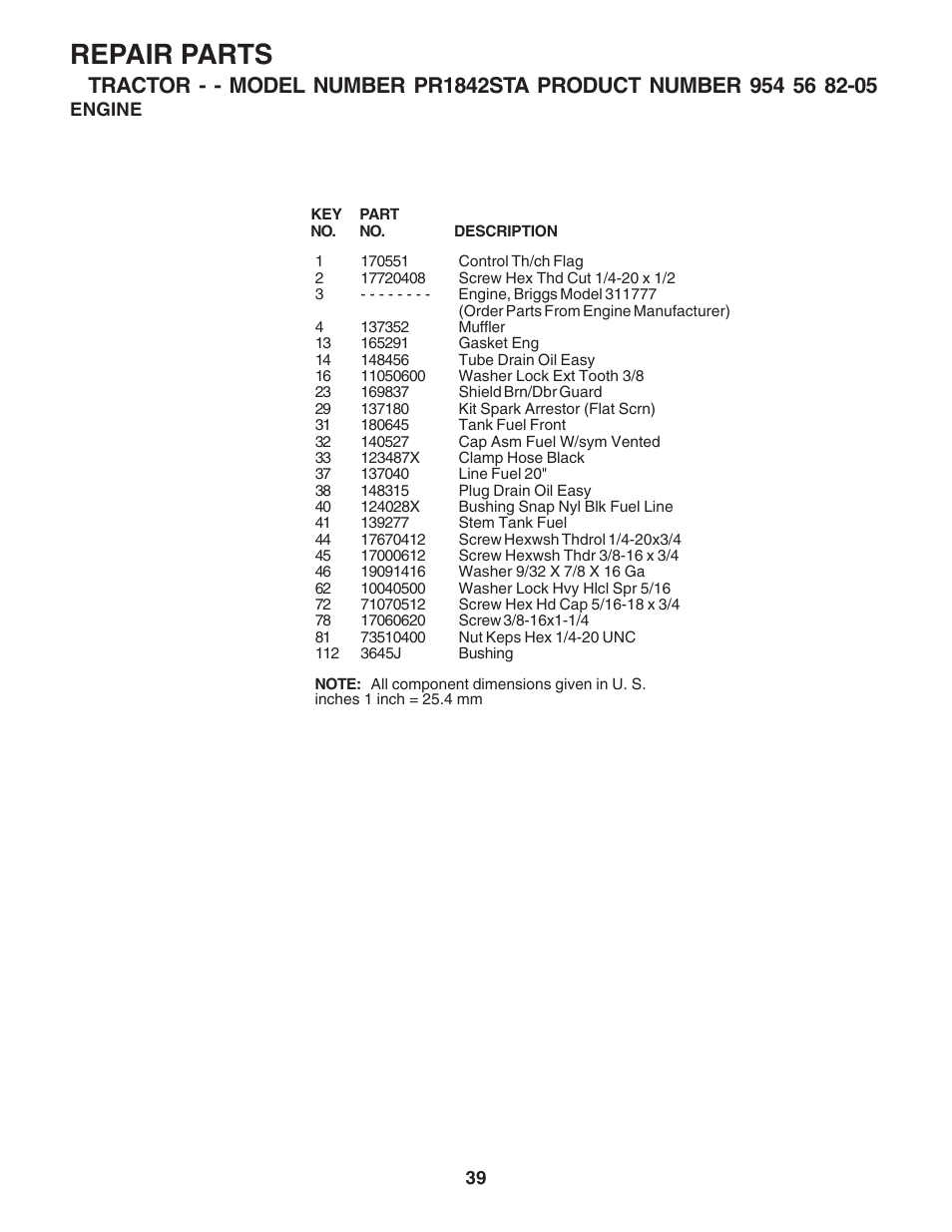 Repair parts | Poulan 181347 User Manual | Page 39 / 48