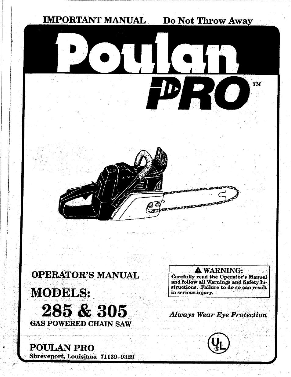 Poulan PRO 305 User Manual | 24 pages