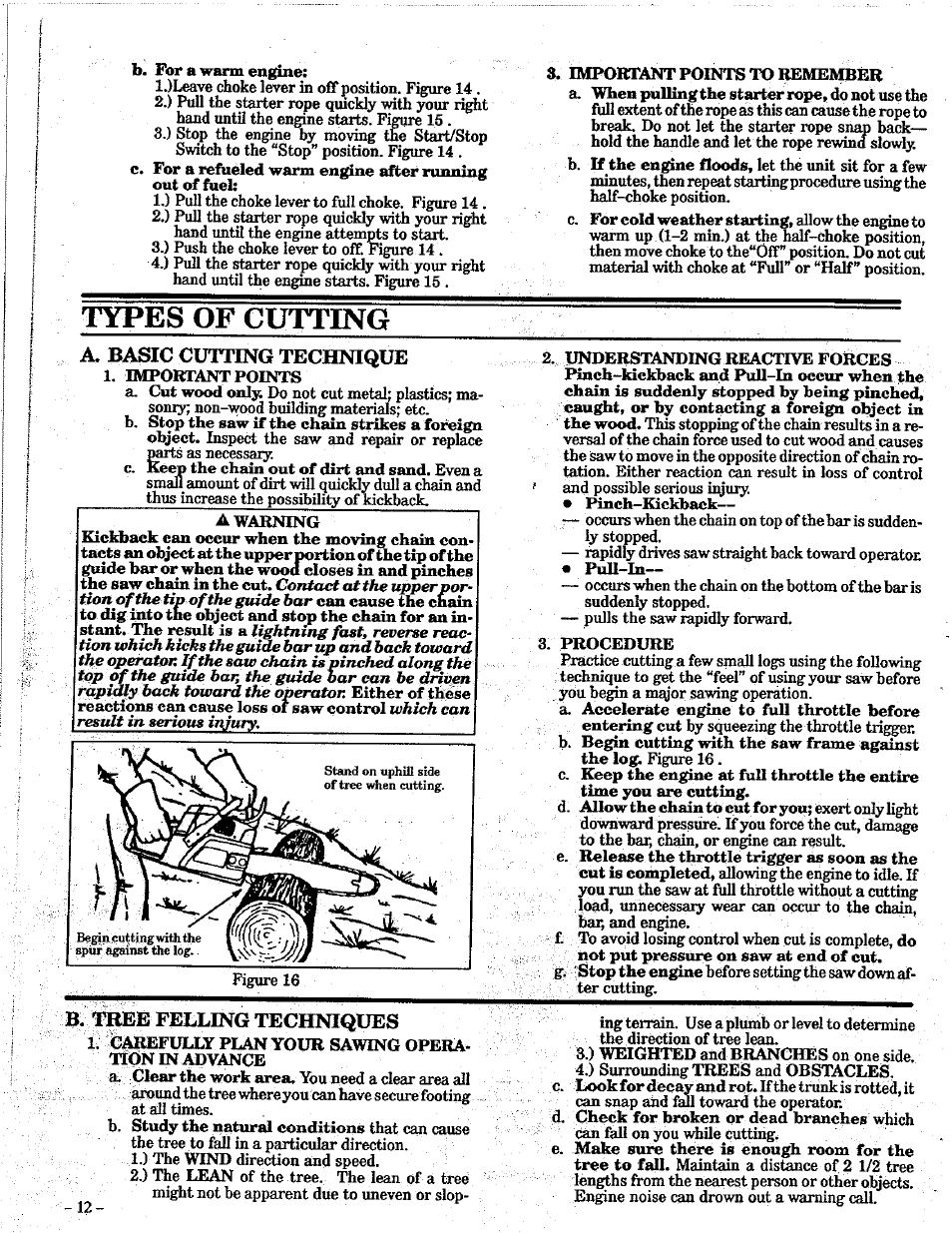 Types of cutting, A. basic cutting technique, St^efelli | Poulan PRO 305 User Manual | Page 12 / 24