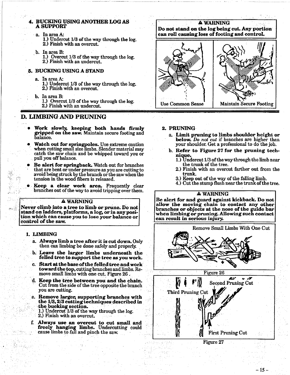 D. limbing and pruning, D. debranching and pruning | Poulan PRO 305 User Manual | Page 15 / 24