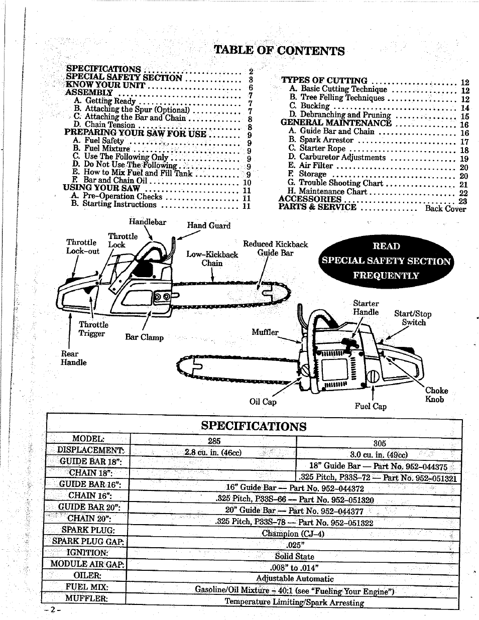 Poulan PRO 305 User Manual | Page 2 / 24