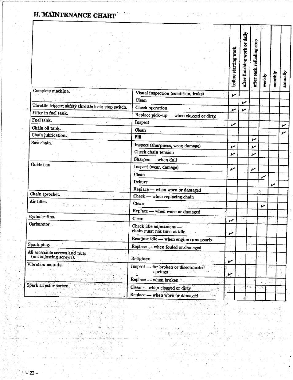 11 ti § 1 s, H. maidm:nance | Poulan PRO 305 User Manual | Page 22 / 24