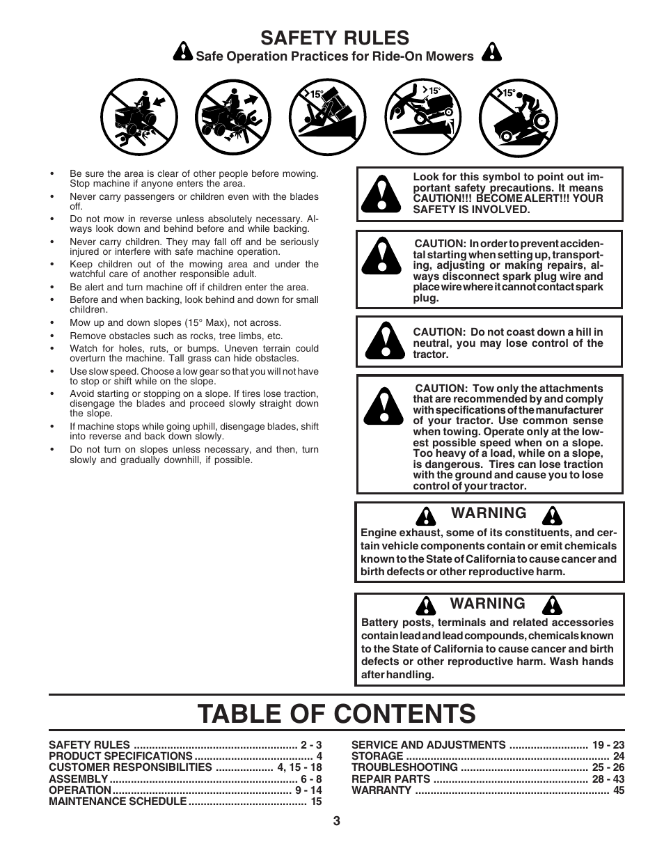 Poulan 183249 User Manual | Page 3 / 48