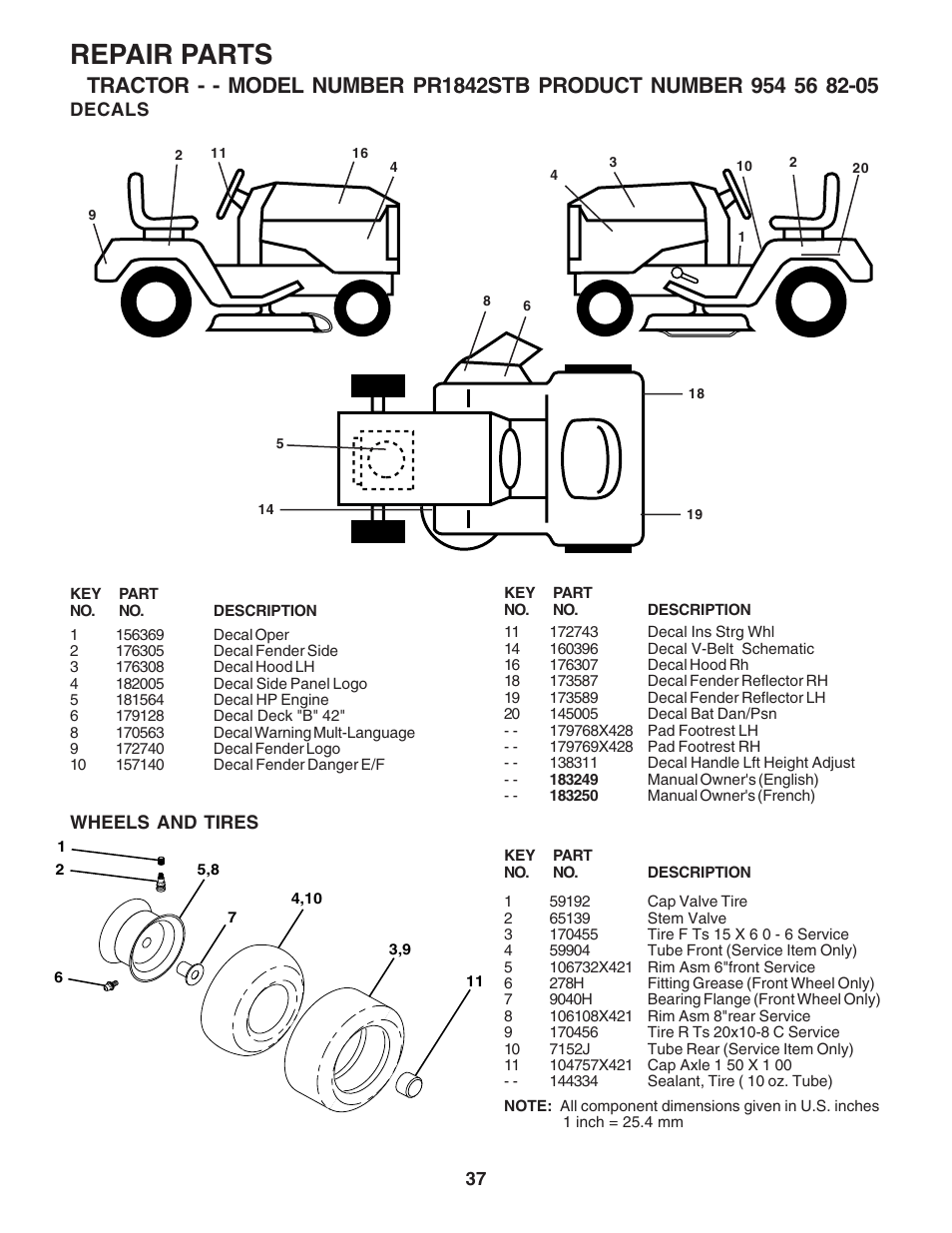 Repair parts | Poulan 183249 User Manual | Page 37 / 48