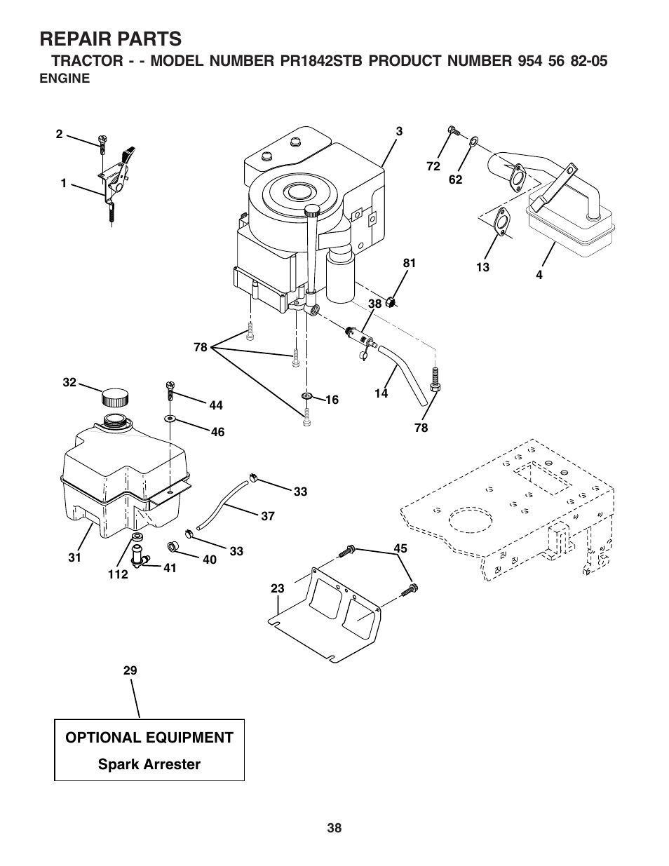 Repair parts | Poulan 183249 User Manual | Page 38 / 48