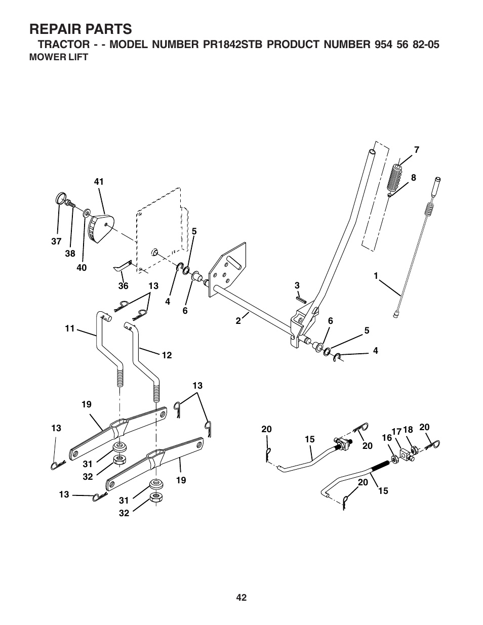 Repair parts | Poulan 183249 User Manual | Page 42 / 48