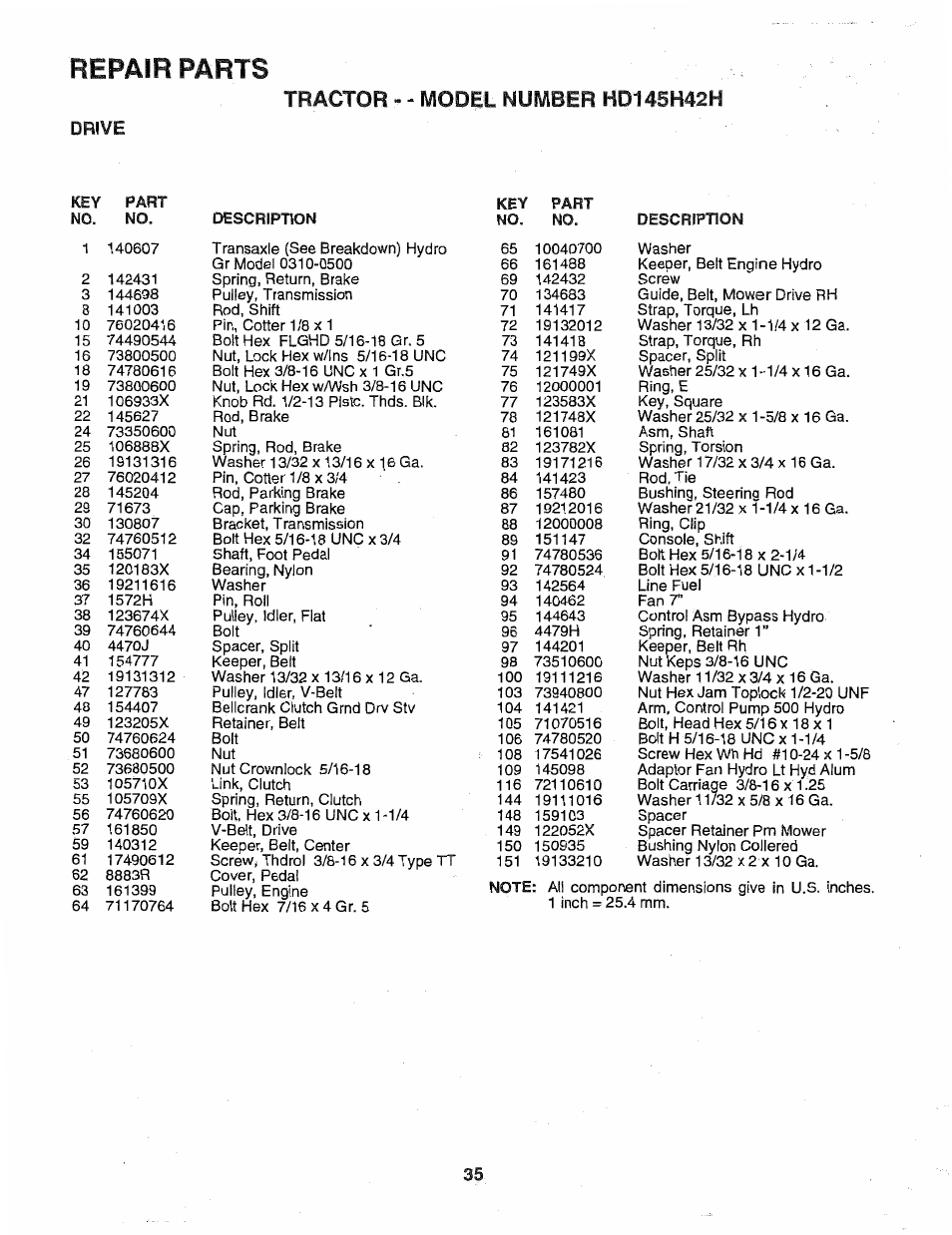 Repair parts, Drive | Poulan 163022 User Manual | Page 35 / 52