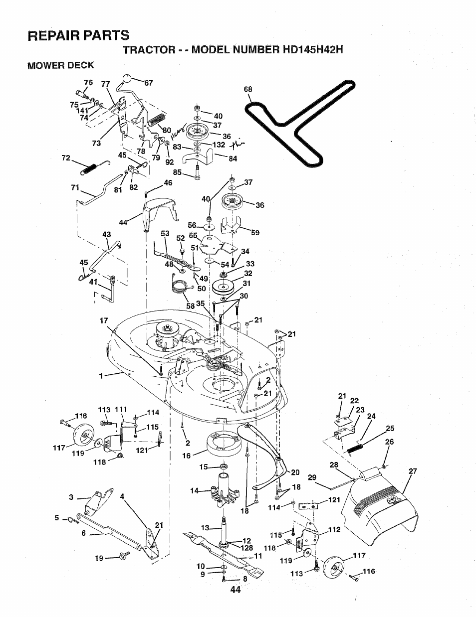 Repair parts | Poulan 163022 User Manual | Page 44 / 52