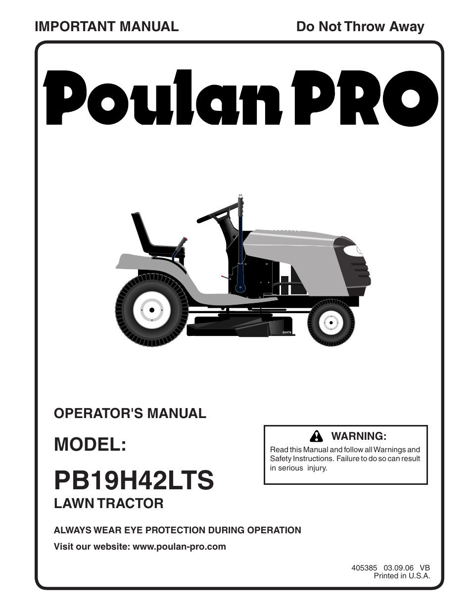 Poulan 405385 User Manual | 30 pages