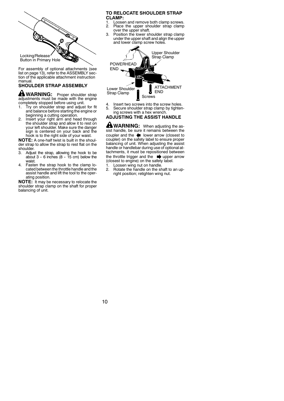 Warning | Poulan Pro PP258TP User Manual | Page 10 / 22