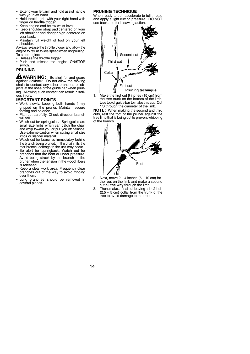 Warning | Poulan Pro PP258TP User Manual | Page 14 / 22