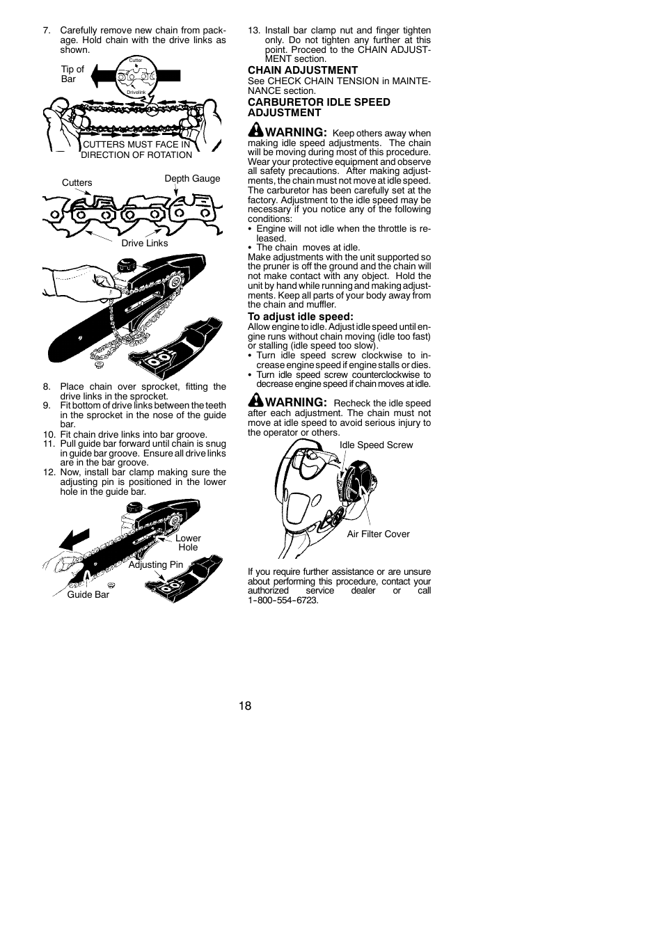 Warning | Poulan Pro PP258TP User Manual | Page 18 / 22