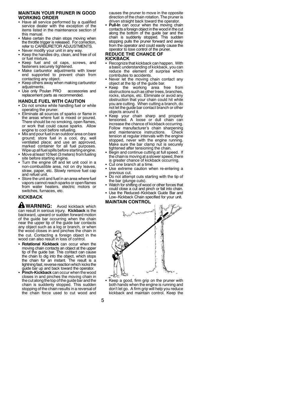 Warning | Poulan Pro PP258TP User Manual | Page 5 / 22