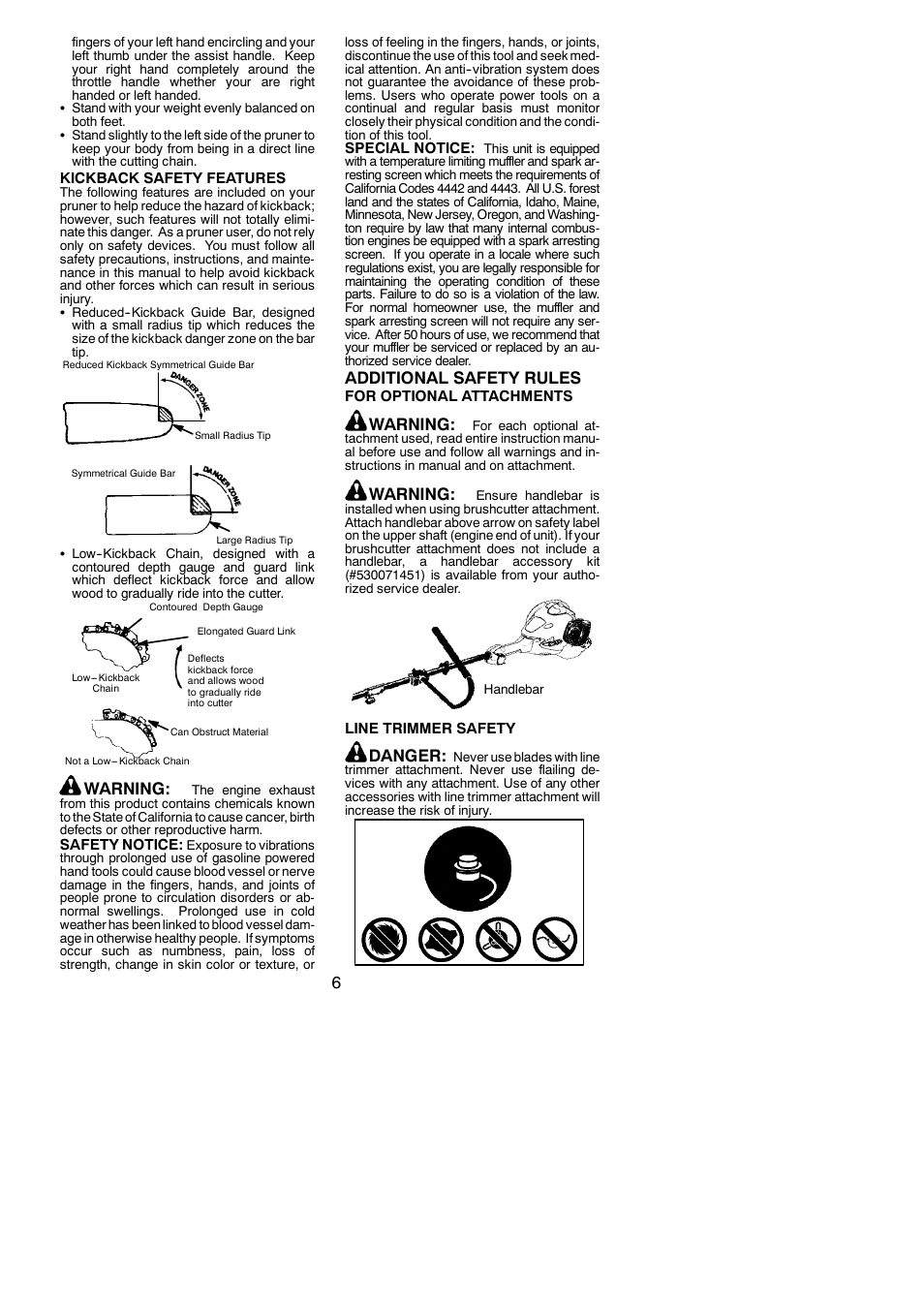 Warning, Additional safety rules, Danger | Poulan Pro PP258TP User Manual | Page 6 / 22