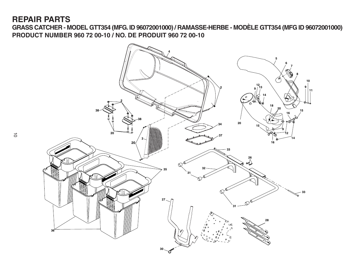 Repair parts | Poulan 96072001000 User Manual | Page 10 / 11