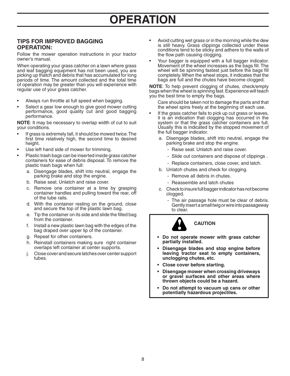 Operation | Poulan 96072001000 User Manual | Page 8 / 11