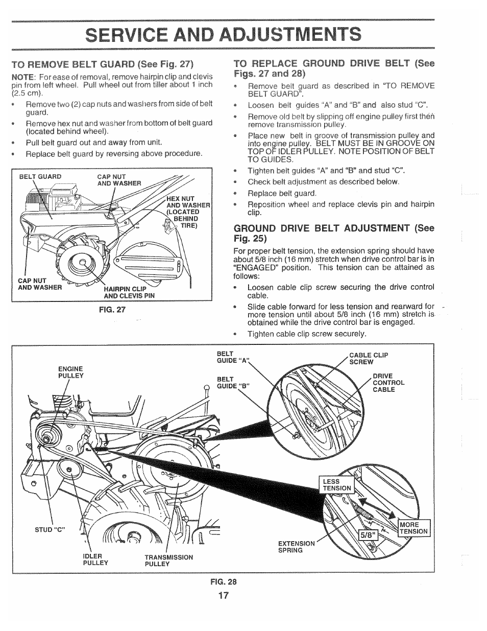 Service and adjustments | Poulan CHDR500C User Manual | Page 17 / 28