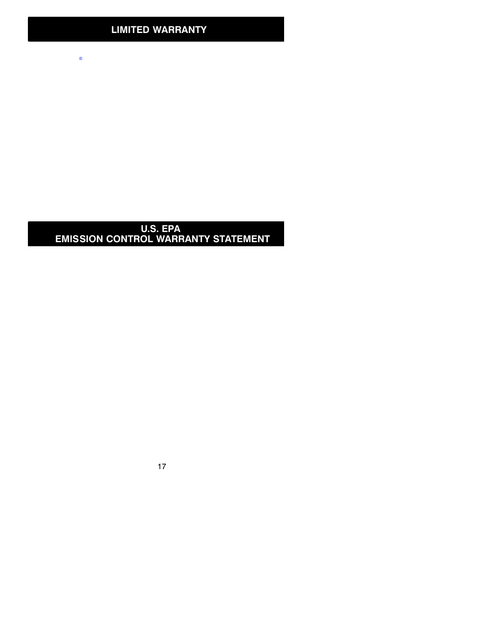 Limited warranty, U.s. epa emission control warranty statement | Poulan 530163323 User Manual | Page 17 / 18