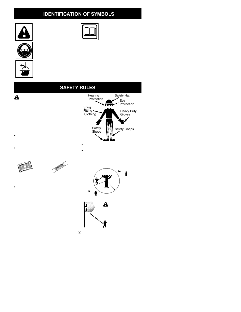 Identification of symbols, Safety rules | Poulan 530163323 User Manual | Page 2 / 18