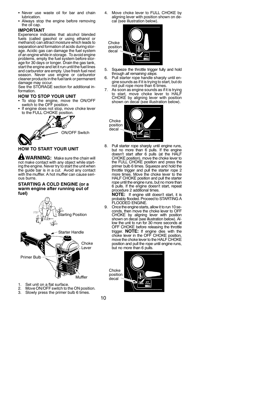 Warning | Poulan 530163735 User Manual | Page 10 / 18