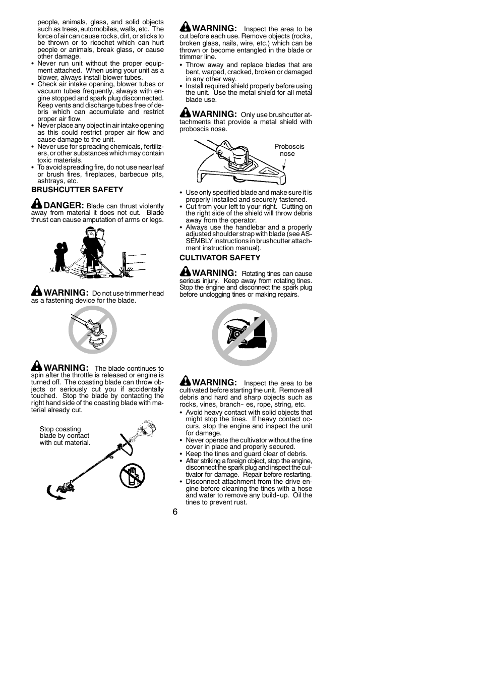 Danger, Warning | Poulan 530163735 User Manual | Page 6 / 18