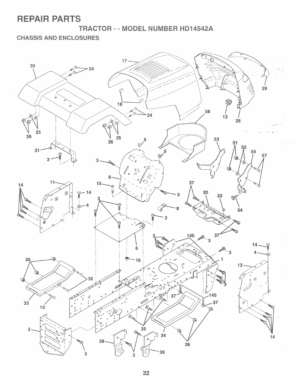 Repair parts | Poulan 166120 User Manual | Page 32 / 46