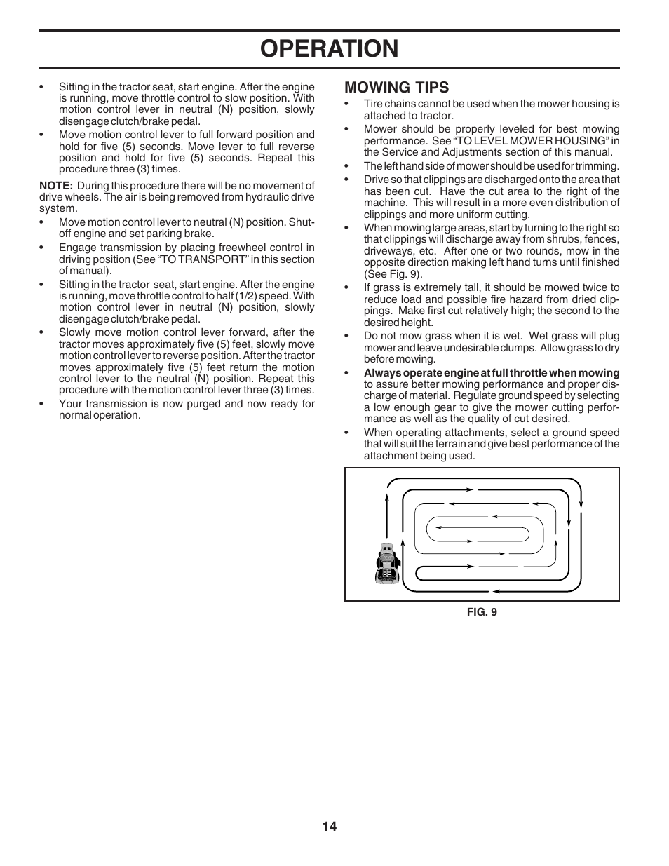 Operation, Mowing tips | Poulan 183064 User Manual | Page 14 / 48