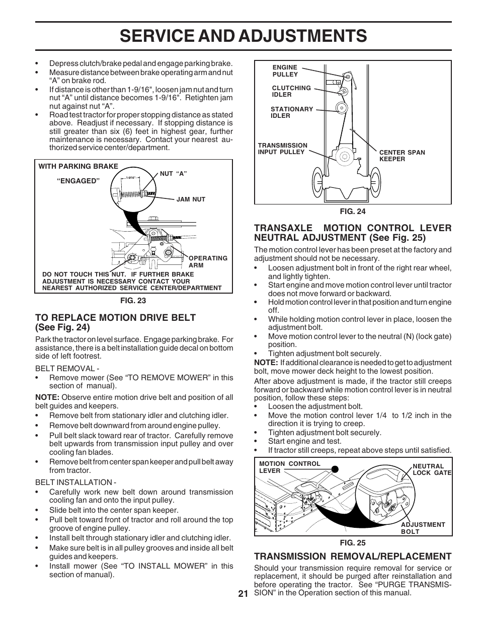 Service and adjustments | Poulan 183064 User Manual | Page 21 / 48