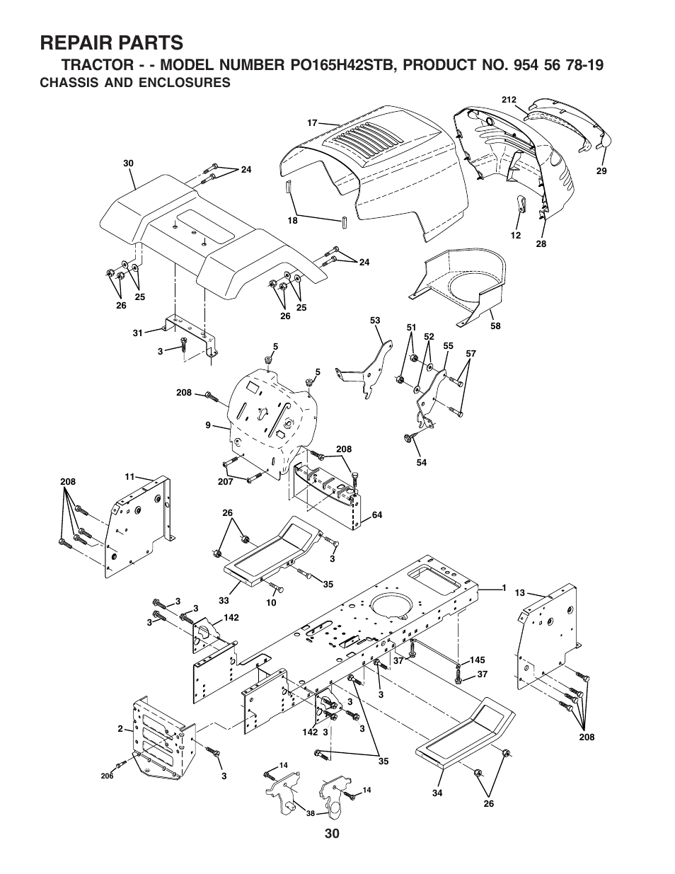 Repair parts, Chassis and enclosures | Poulan 183064 User Manual | Page 30 / 48