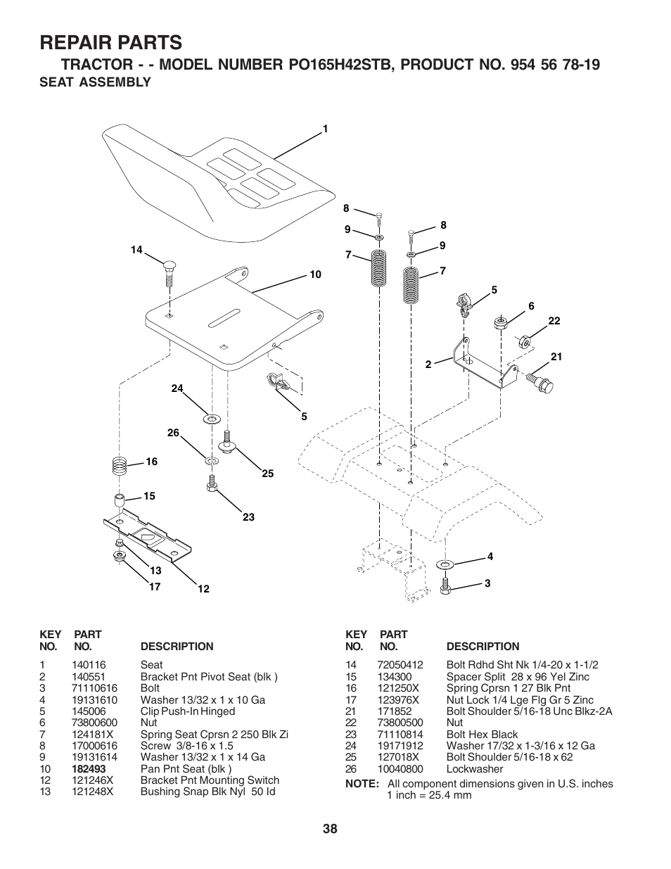 Repair parts | Poulan 183064 User Manual | Page 38 / 48