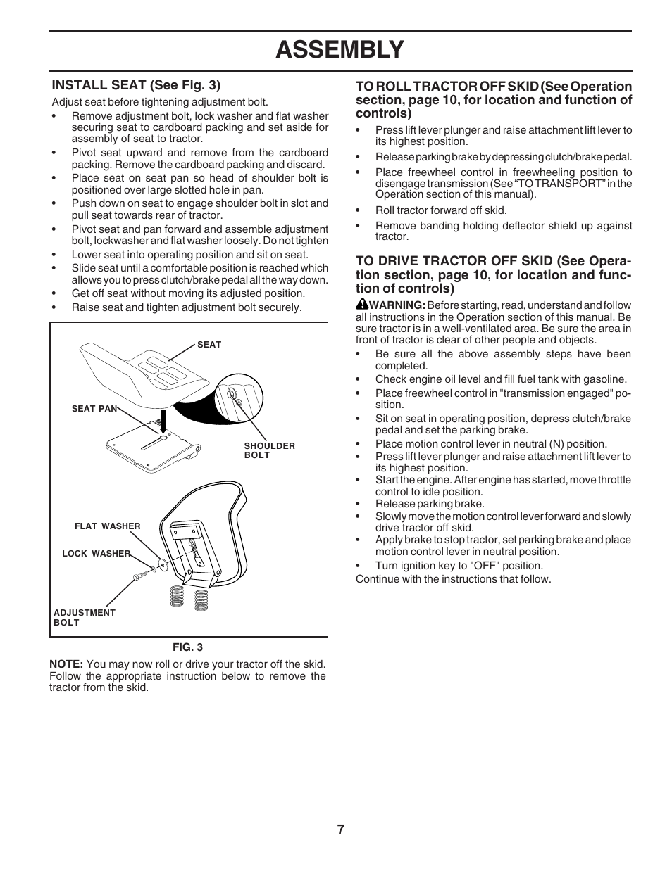 Assembly | Poulan 183064 User Manual | Page 7 / 48