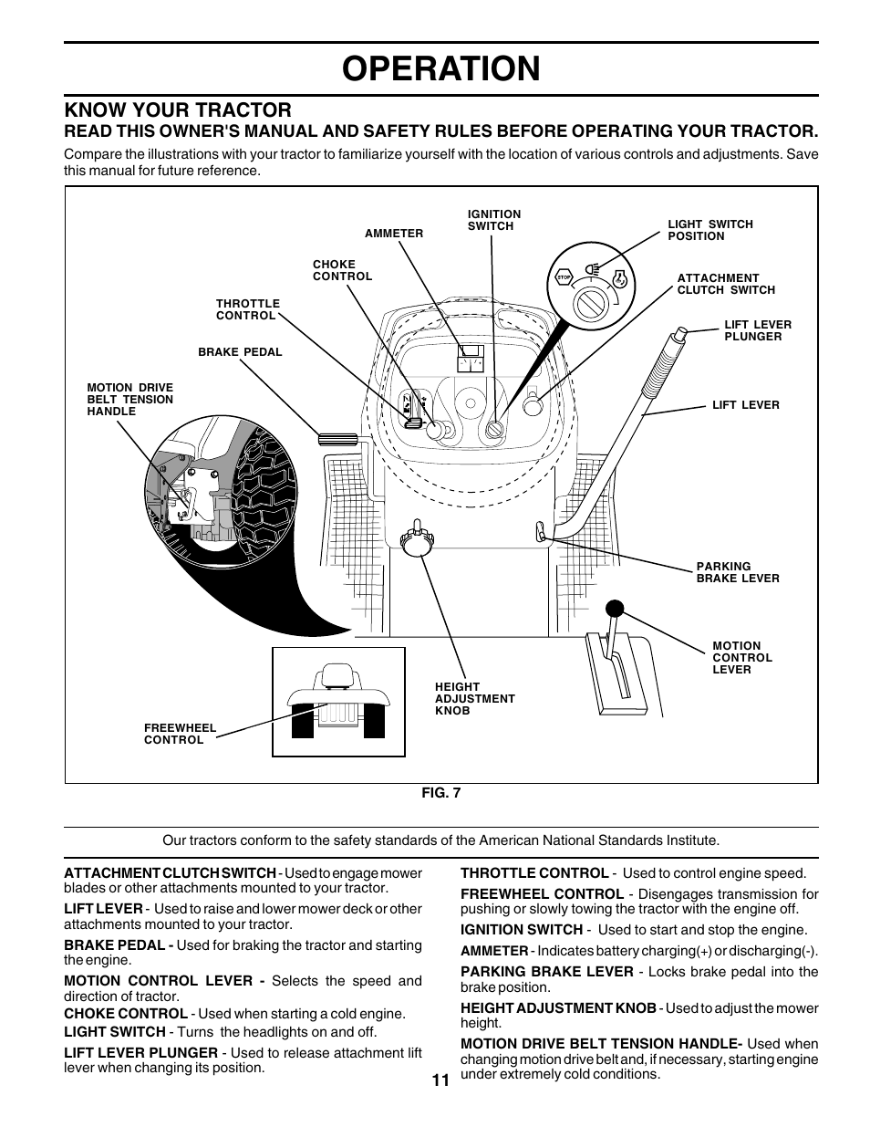 Operation, Know your tractor | Poulan 177937 User Manual | Page 11 / 52