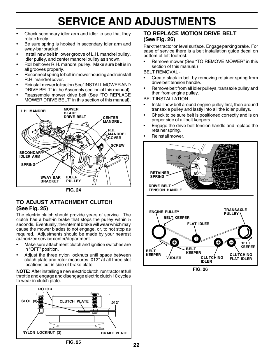 Service and adjustments | Poulan 177937 User Manual | Page 22 / 52
