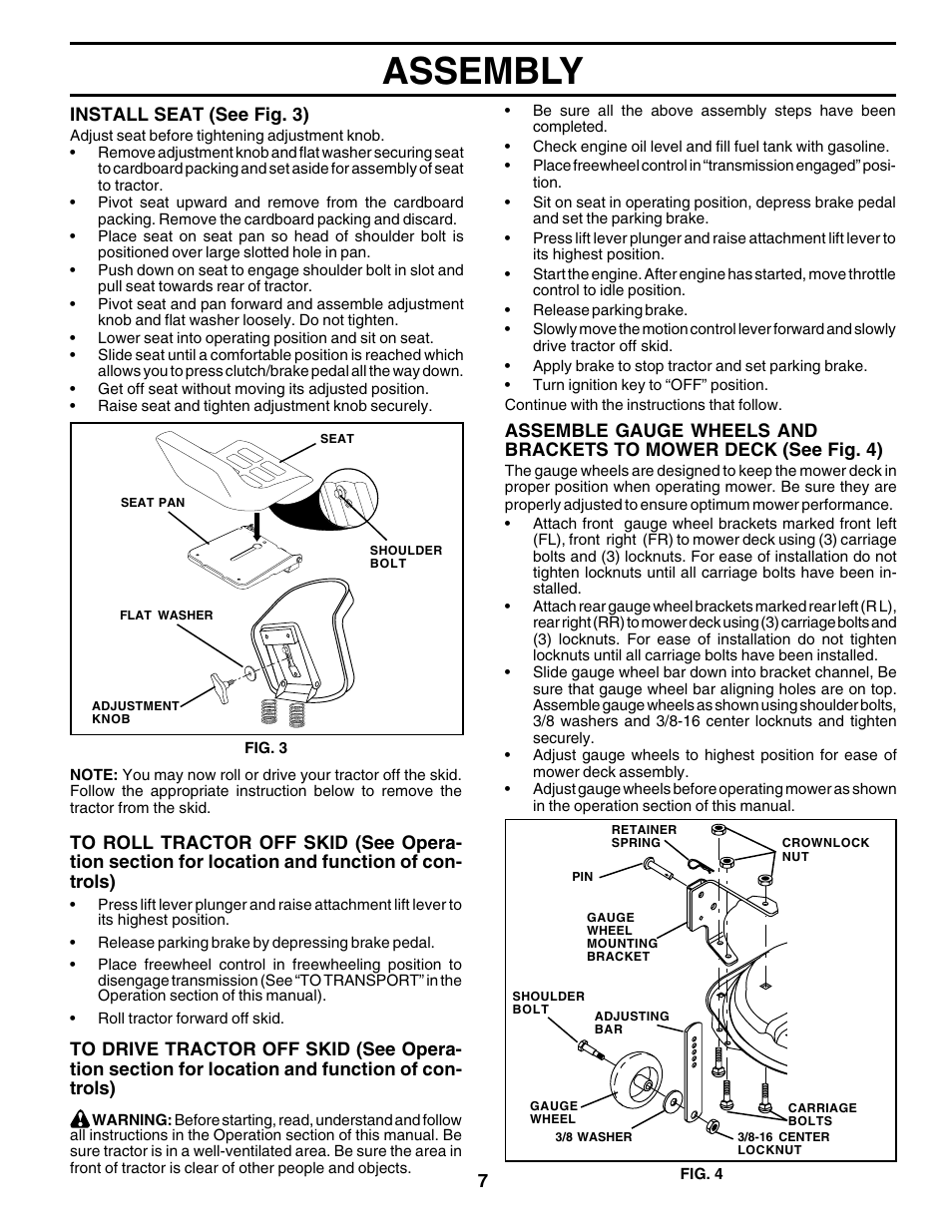 Assembly | Poulan 177937 User Manual | Page 7 / 52