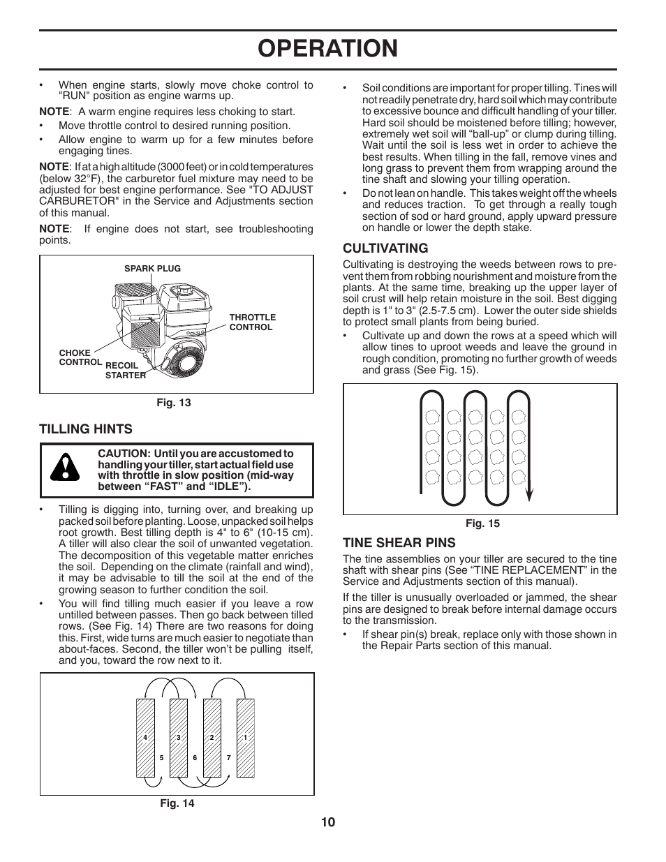 Operation | Poulan Pro PRRT900 REAR TINE TILLER User Manual | Page 10 / 22