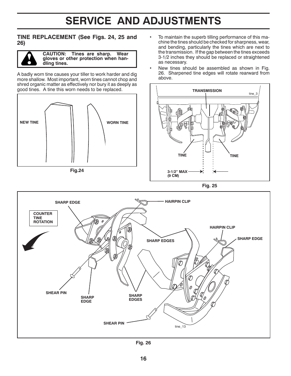 Service and adjustments | Poulan Pro PRRT900 REAR TINE TILLER User Manual | Page 16 / 22