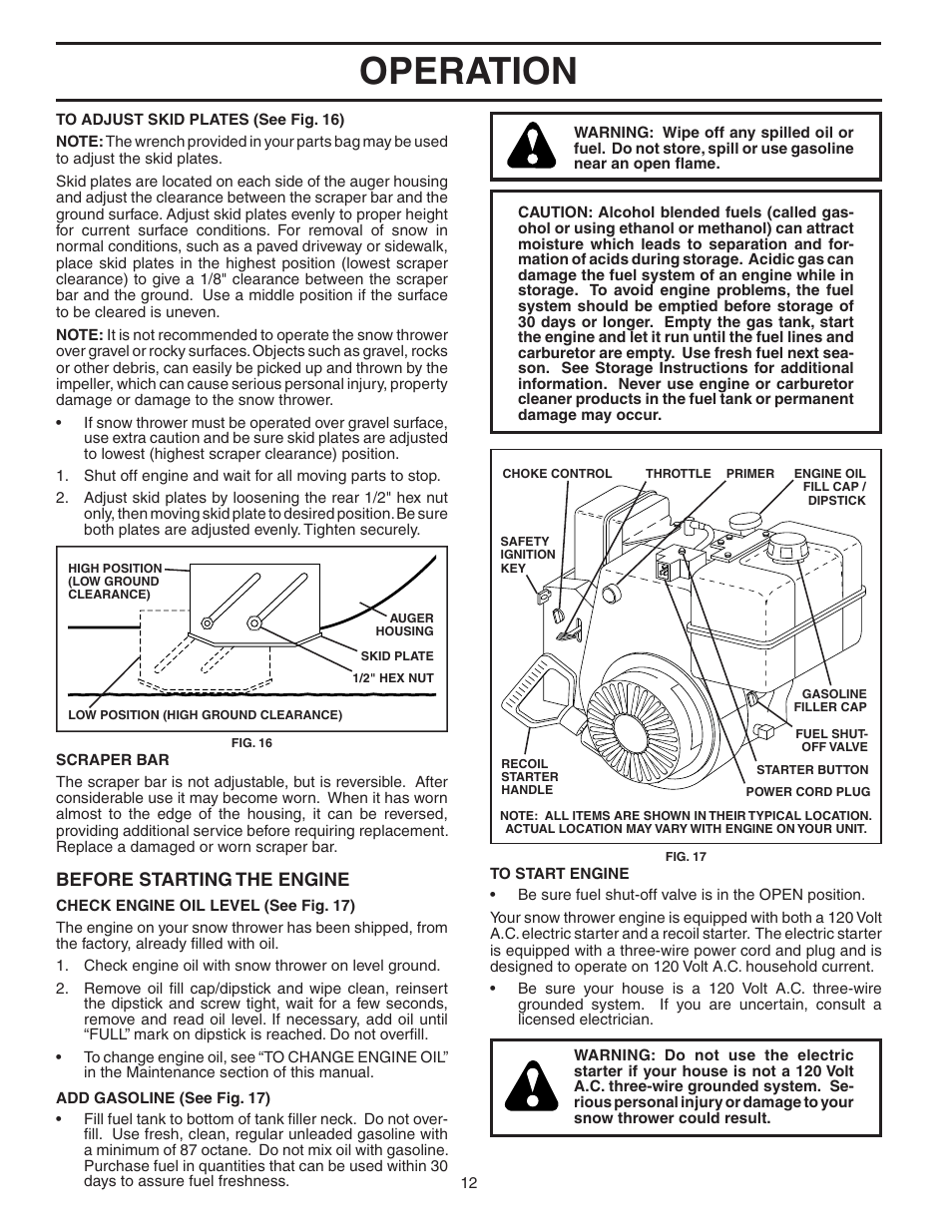 Operation, Before starting the engine | Poulan 187881 User Manual | Page 12 / 20